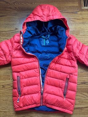 Stio Red Hooded Puffer Jacket